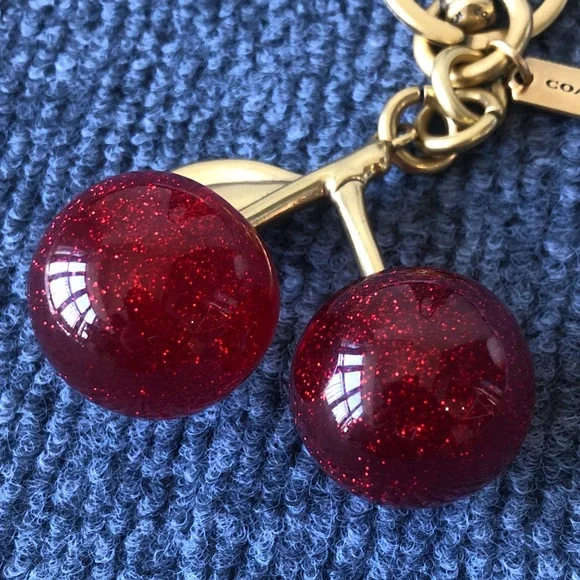 Coach Glittering Red Cherry Keychain - Picture 3 of 4